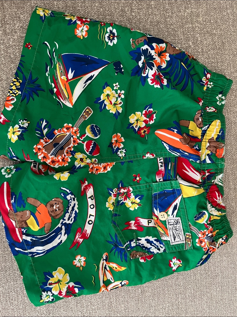 Ralph Lauren Green Floral & Nautical Print Swim Shorts - Picture 13 of 16